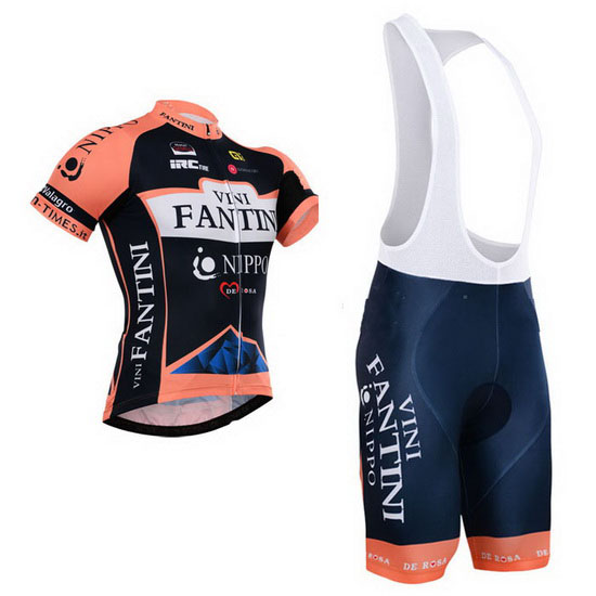 Maillot Vini Fantini Tirantes Mangas Cortas Azul Y Naranja